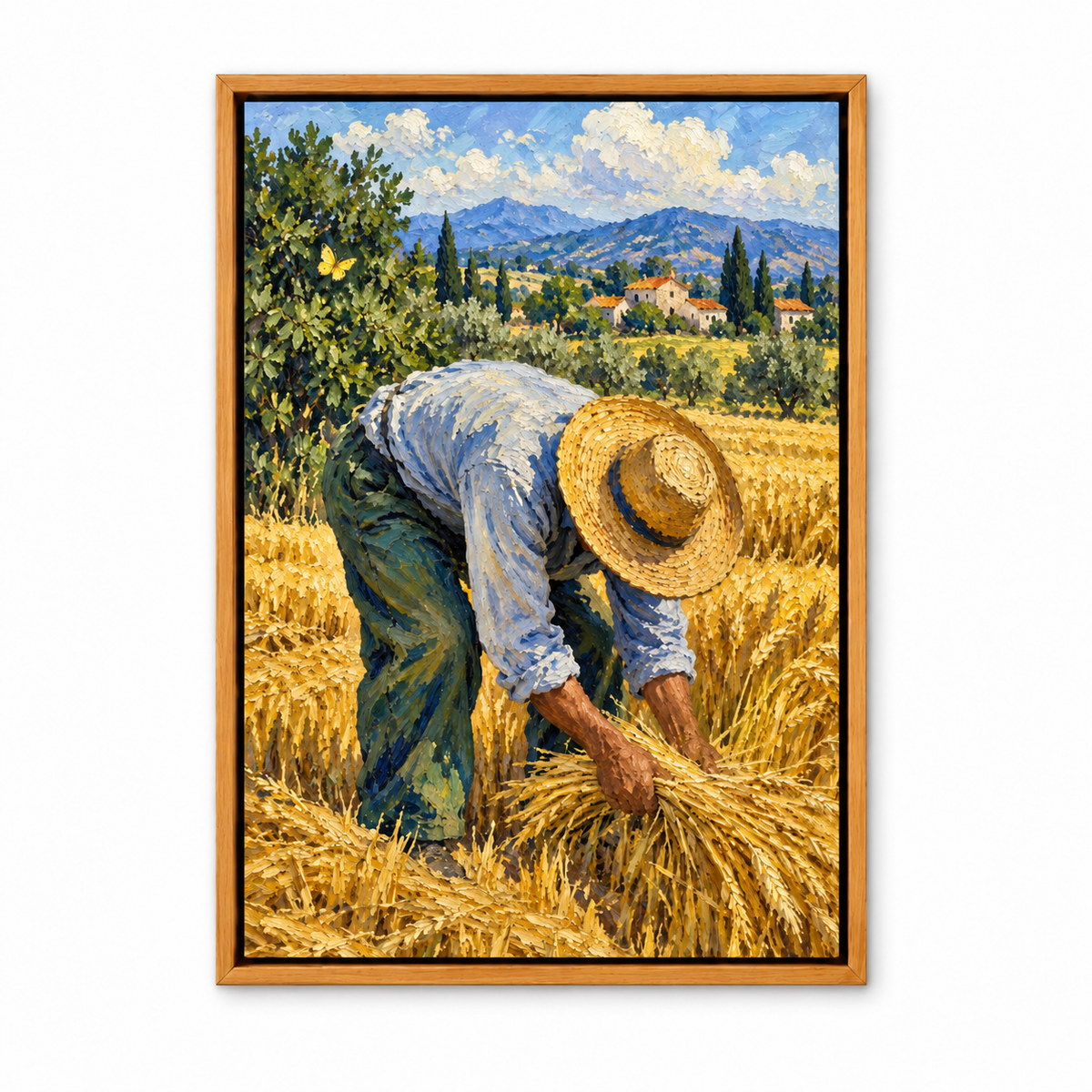 Golden Wheat Harvest Worker — Brown Frame finish product view | AUSJOJO