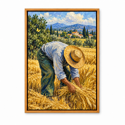 Golden Wheat Harvest Worker — Brown Frame finish product view | AUSJOJO