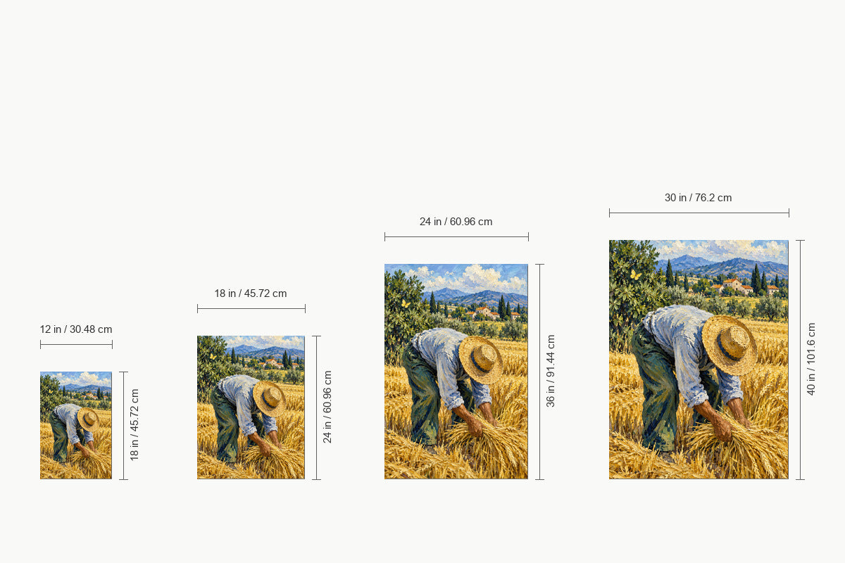 Golden Wheat Harvest Worker — size comparison guide | AUSJOJO