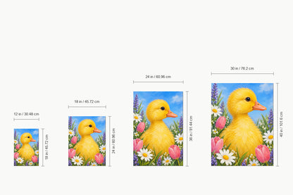 Spring Duckling and Flowers — size comparison guide | AUSJOJO