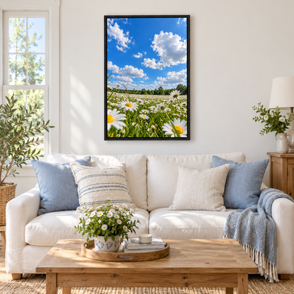 Blue Sky Daisy Meadow — Black Frame room scene | AUSJOJO