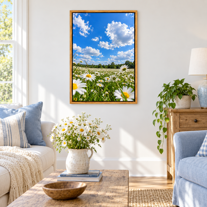 Blue Sky Daisy Meadow — Brown Frame room scene | AUSJOJO