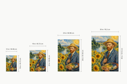 Straw Hat Painter in Sunflower Landscape — size comparison guide | AUSJOJO