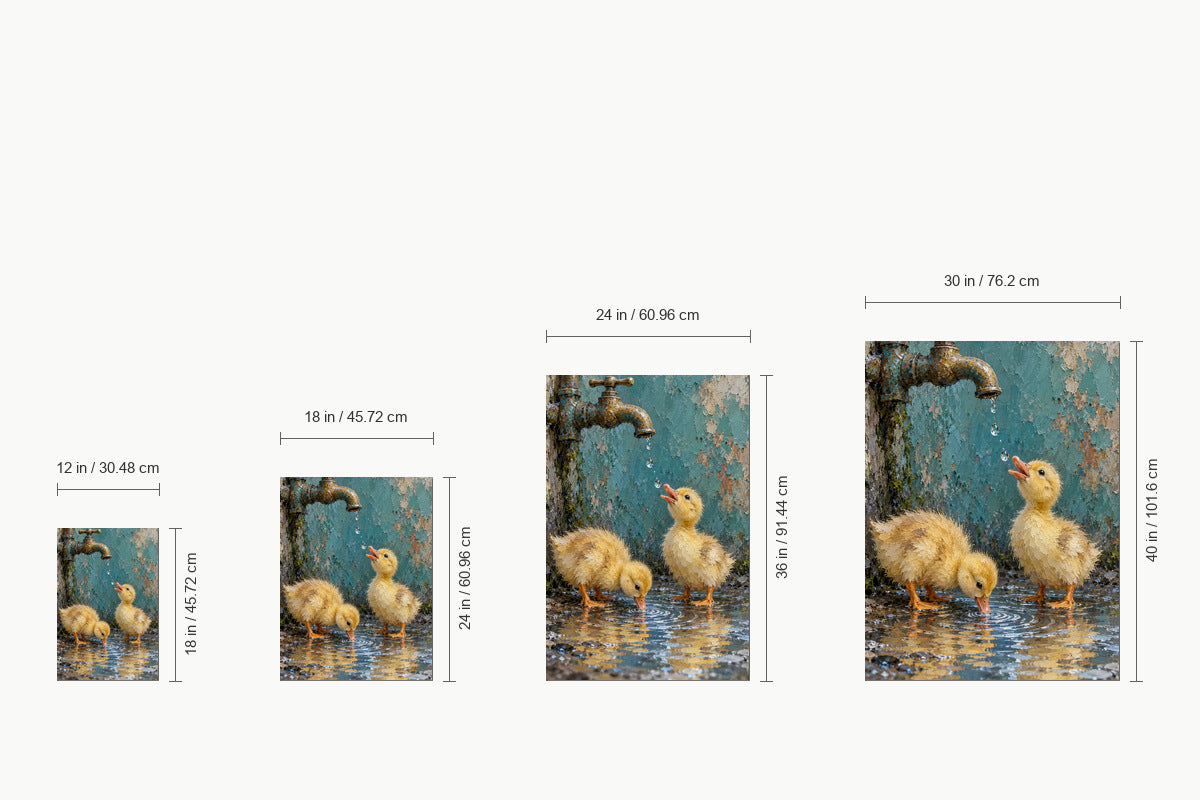 Two Ducklings and Brass Faucet — size comparison guide | AUSJOJO