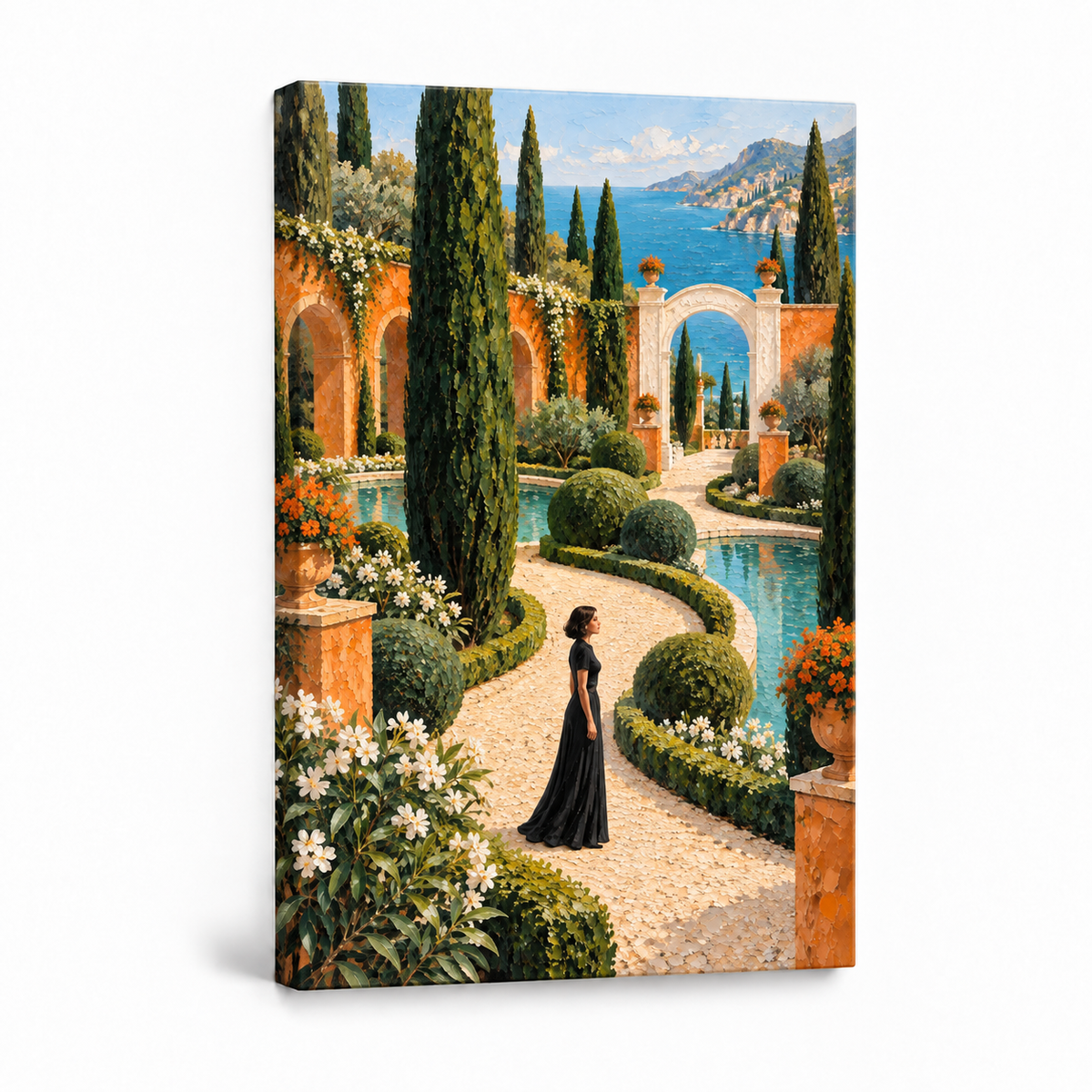 Mediterranean Garden Woman — Stretched Canvas product view | AUSJOJO