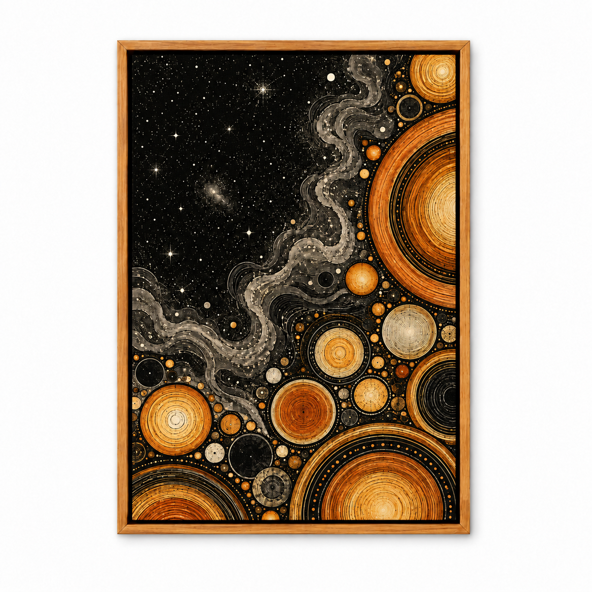 Orange Celestial Discs Cosmic — Brown Frame finish product view | AUSJOJO