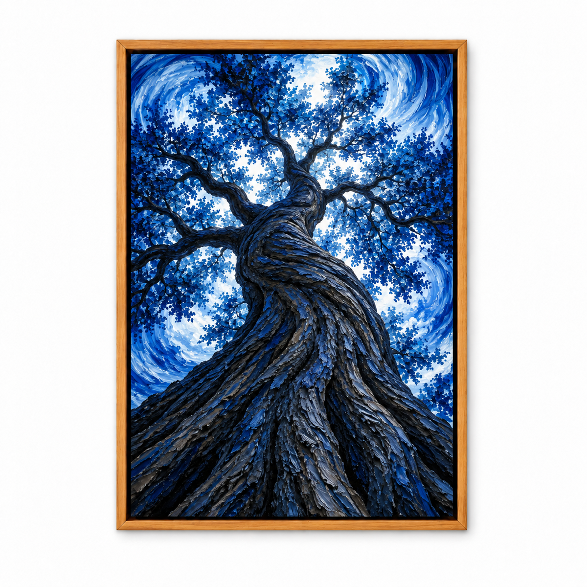 Blue Twisting Tree Upward View — Brown Frame finish product view | AUSJOJO
