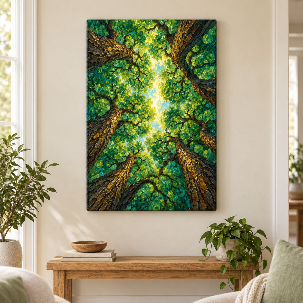 Green Spiral Forest Canopy — Black Frame wall scene | AUSJOJO