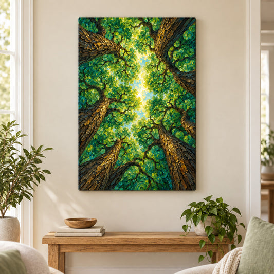 Green Spiral Forest Canopy — Black Frame wall scene | AUSJOJO