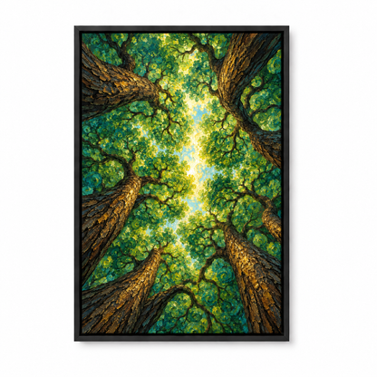 Green Spiral Forest Canopy — Black Frame finish product view | AUSJOJO