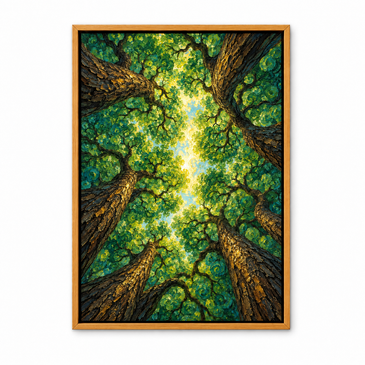 Green Spiral Forest Canopy — Brown Frame finish product view | AUSJOJO