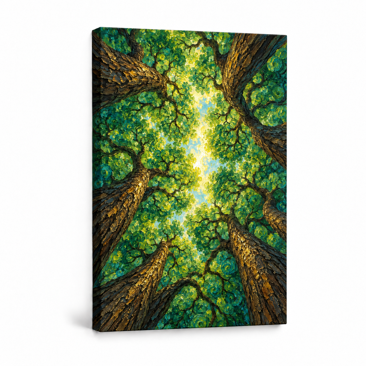 Green Spiral Forest Canopy — Stretched Canvas product view | AUSJOJO