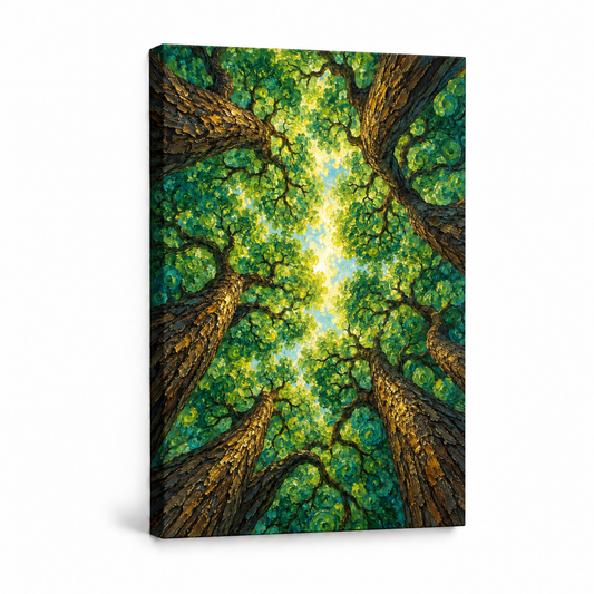 Green Spiral Forest Canopy — Stretched Canvas product view | AUSJOJO