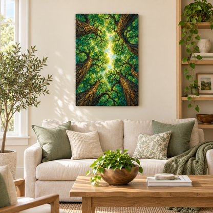 Green Spiral Forest Canopy — Stretched Canvas room scene | AUSJOJO