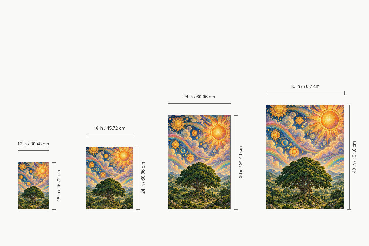 Solar Mosaic Tree Landscape — size comparison guide | AUSJOJO
