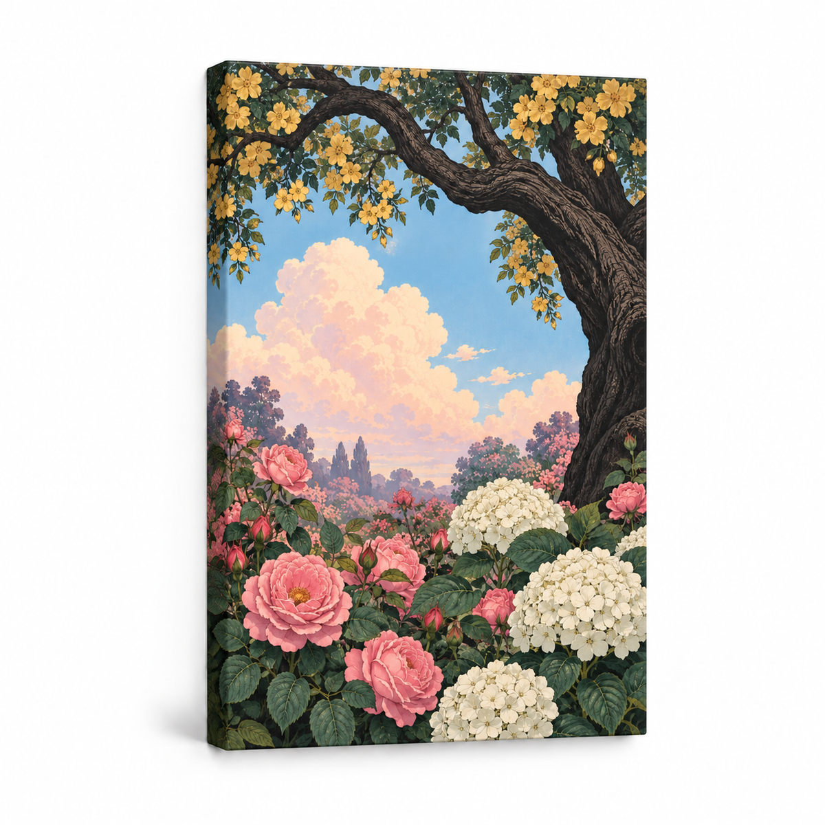 Old Tree Floral Arch — Stretched Canvas product view | AUSJOJO