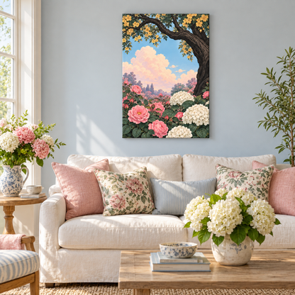 Old Tree Floral Arch — Black Frame room scene | AUSJOJO