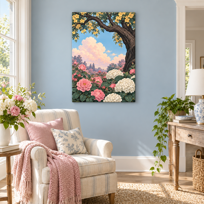 Old Tree Floral Arch — Brown Frame room scene | AUSJOJO