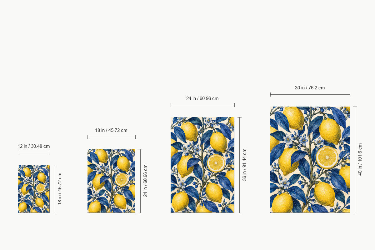Yellow Lemons and Cobalt Leaves — size comparison guide | AUSJOJO