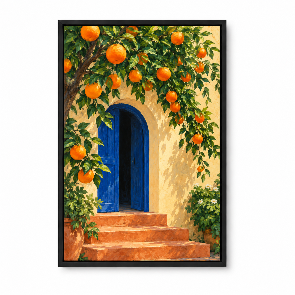 Orange Tree and Blue Archway — Black Frame finish product view | AUSJOJO