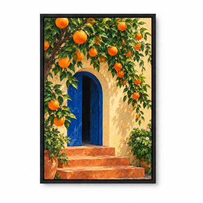 Orange Tree and Blue Archway — Black Frame finish product view | AUSJOJO