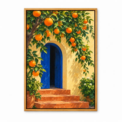 Orange Tree and Blue Archway — Brown Frame finish product view | AUSJOJO