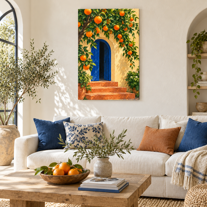 Orange Tree and Blue Archway — Black Frame room scene | AUSJOJO