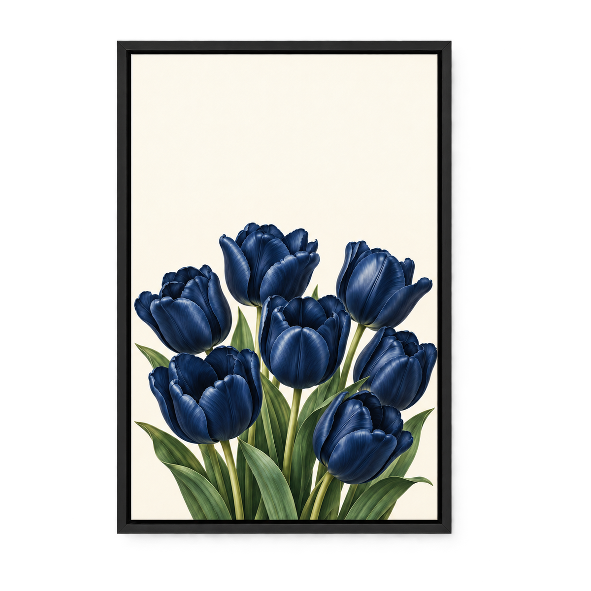 Deep Blue Tulip Bouquet — Black Frame finish product view | AUSJOJO