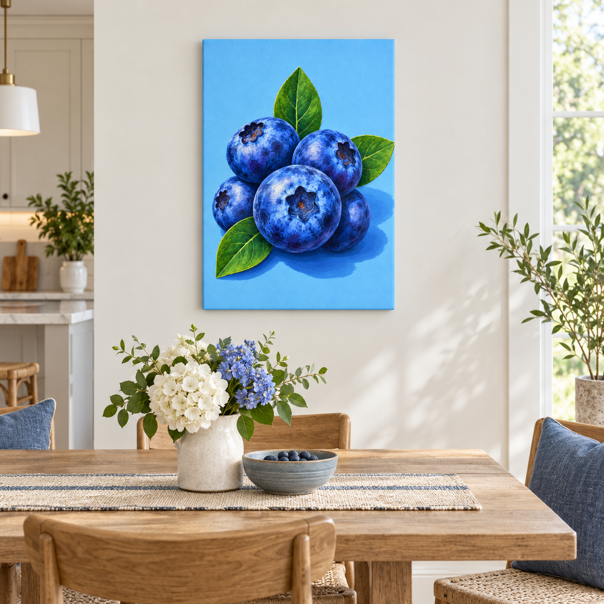 Blueberry Cluster Botanical — Brown Frame room scene | AUSJOJO