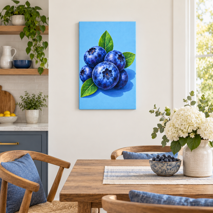 Blueberry Cluster Botanical — Stretched Canvas room scene | AUSJOJO