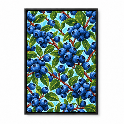 Dense Blueberry Branch Pattern — Black Frame finish product view | AUSJOJO