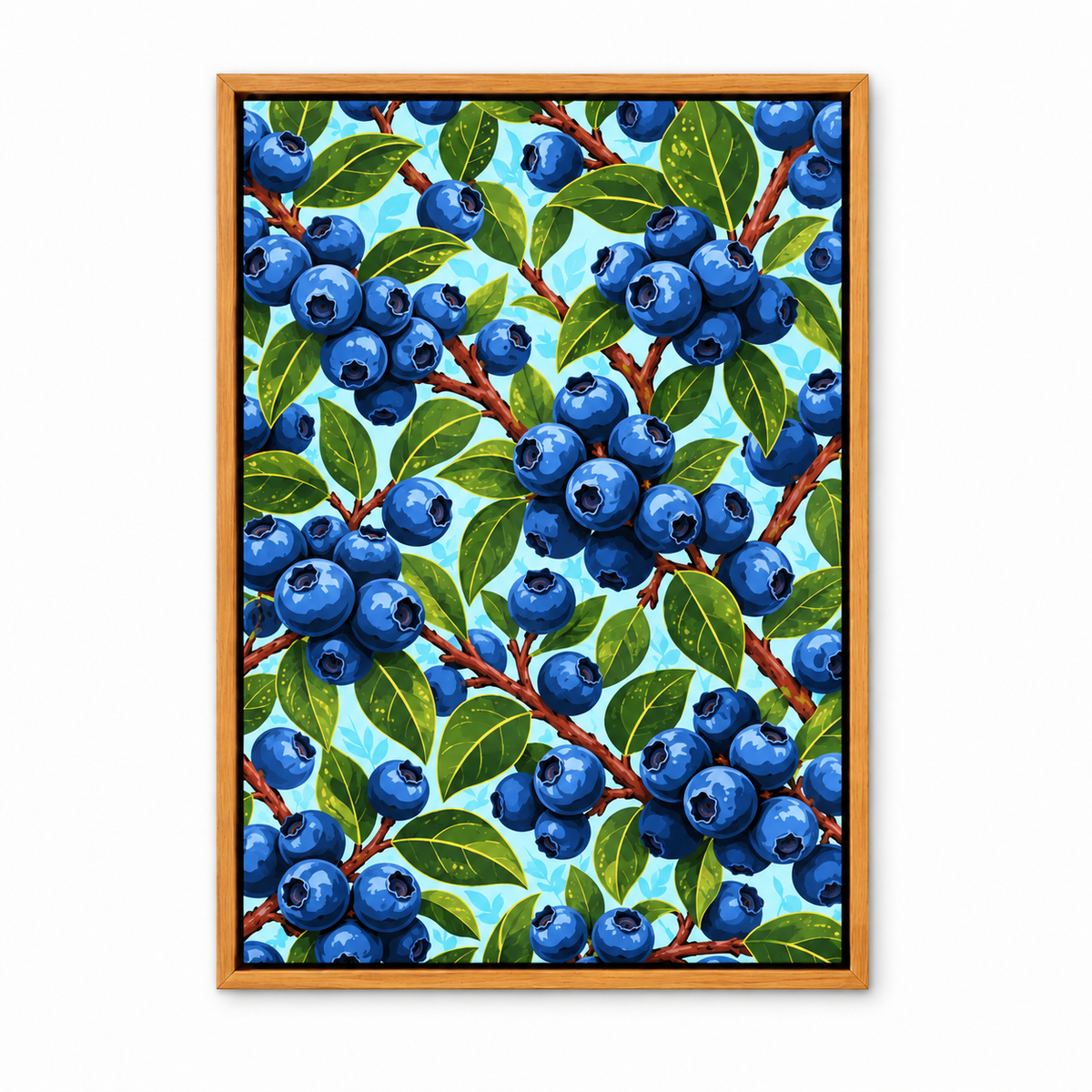 Dense Blueberry Branch Pattern — Brown Frame finish product view | AUSJOJO