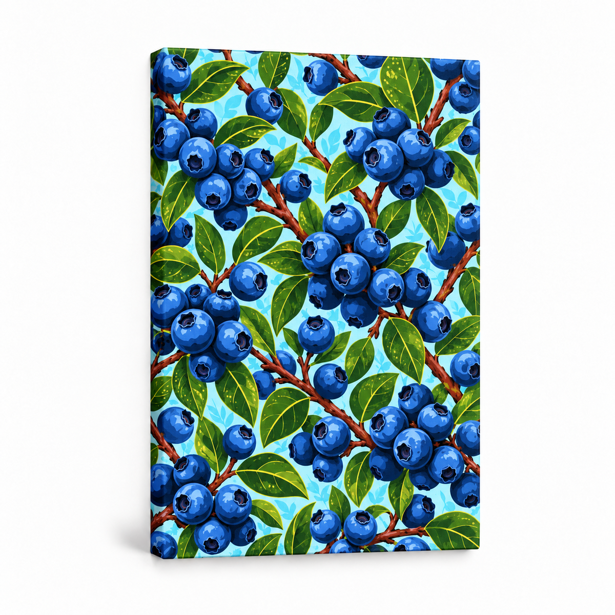 Dense Blueberry Branch Pattern — Stretched Canvas product view | AUSJOJO