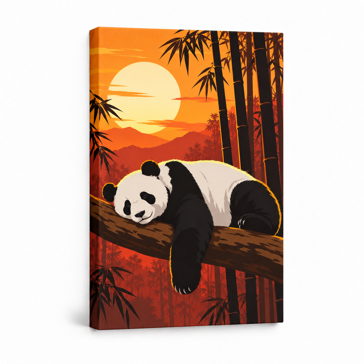 Sleeping Panda at Sunset — Stretched Canvas product view | AUSJOJO