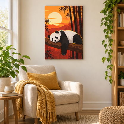 Sleeping Panda at Sunset — Black Frame room scene | AUSJOJO