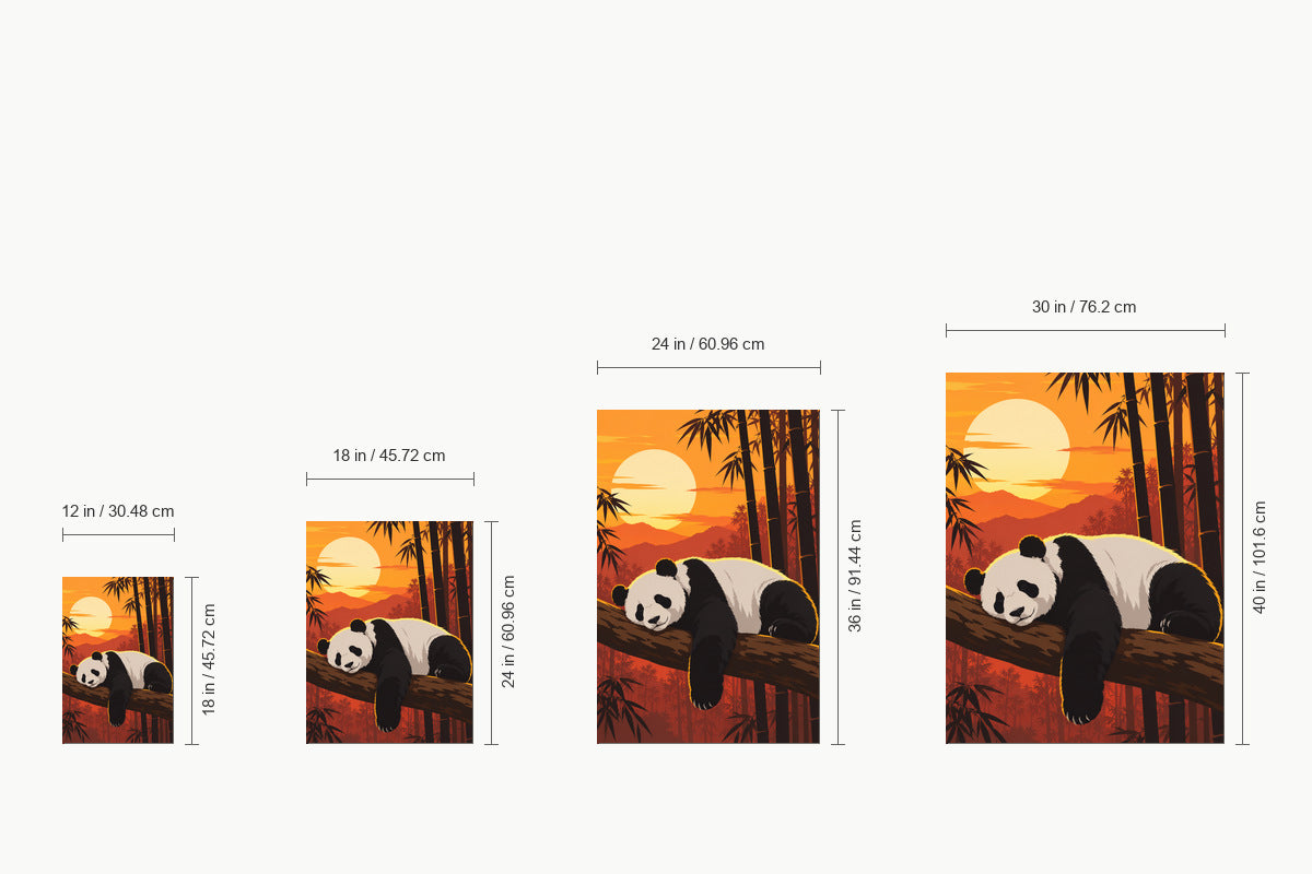 Sleeping Panda at Sunset — size comparison guide | AUSJOJO