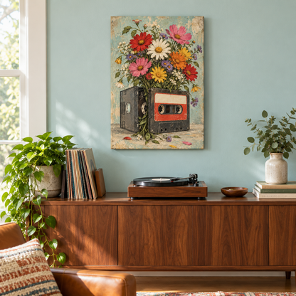 Vintage Cassette Flower Vase — Brown Frame room scene | AUSJOJO