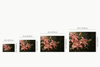 Pink Lilies on Dark Ground — size comparison guide | AUSJOJO