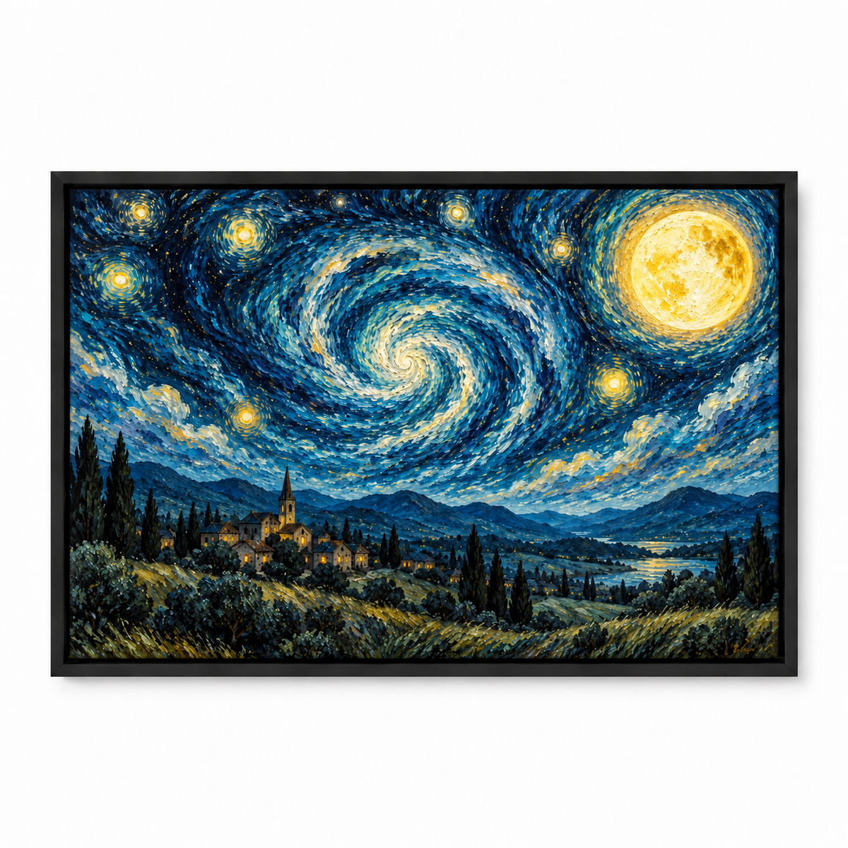 Starry Village Spiral Sky — Black Frame finish product view | AUSJOJO