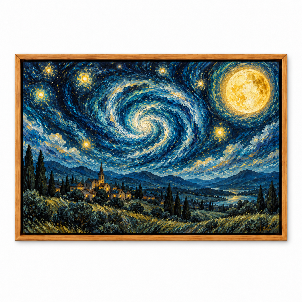 Starry Village Spiral Sky — Brown Frame finish product view | AUSJOJO