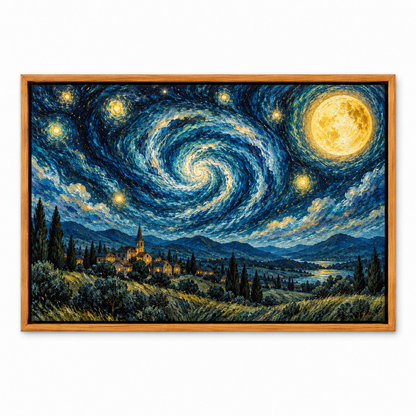Starry Village Spiral Sky — Brown Frame finish product view | AUSJOJO