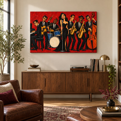 Red Jazz Ensemble — Black Frame room scene | AUSJOJO