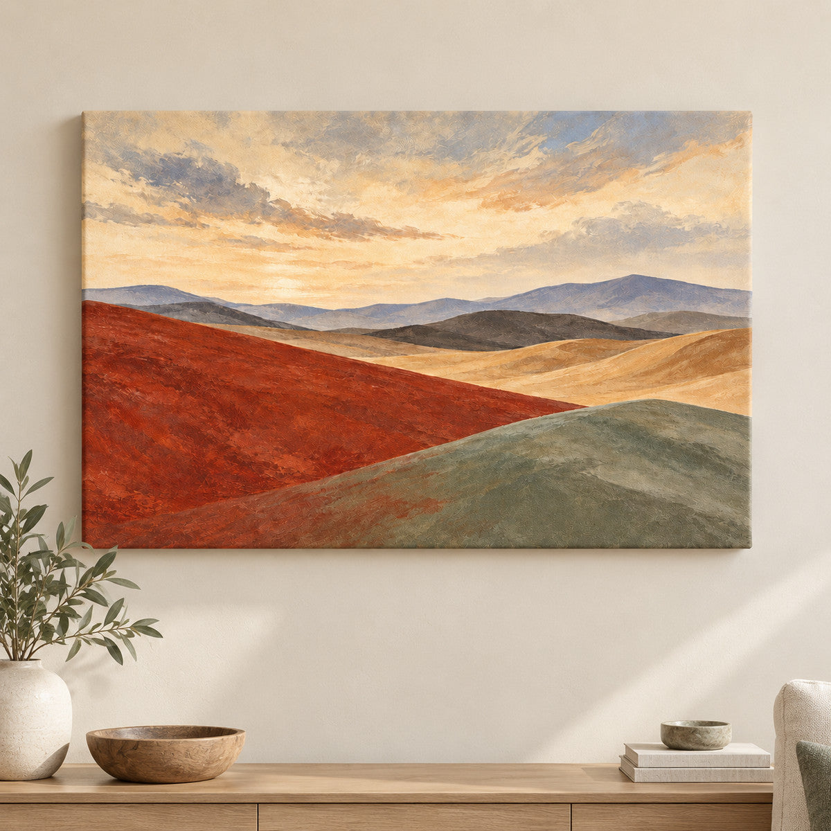Terracotta and Sage Dunes — Black Frame wall scene | AUSJOJO