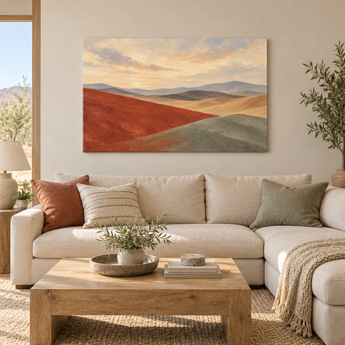 Terracotta and Sage Dunes — Brown Frame room scene | AUSJOJO