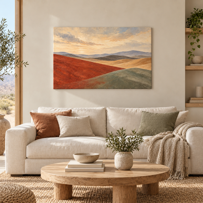 Terracotta and Sage Dunes — Stretched Canvas room scene | AUSJOJO