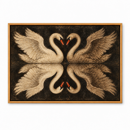 Mirrored Four Swans — Brown Frame finish product view | AUSJOJO