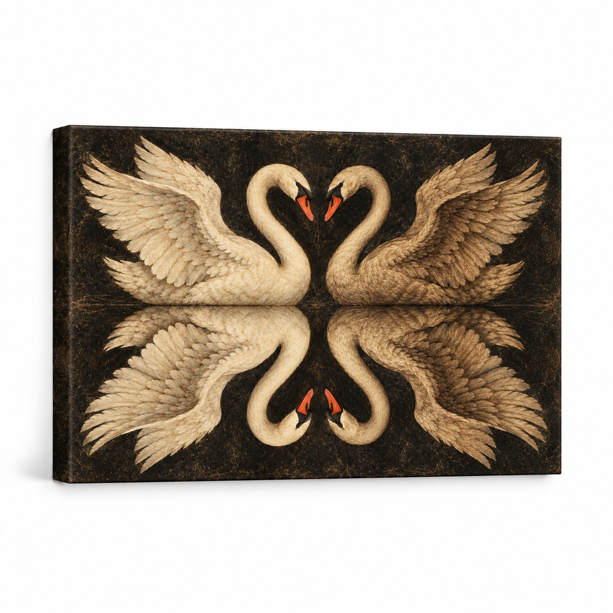 Mirrored Four Swans — Stretched Canvas product view | AUSJOJO