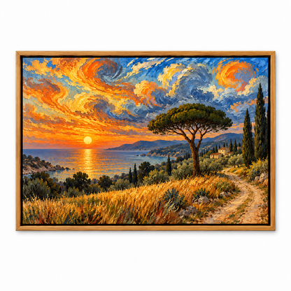 Coastal Sunset Spiral Sky — Brown Frame finish product view | AUSJOJO