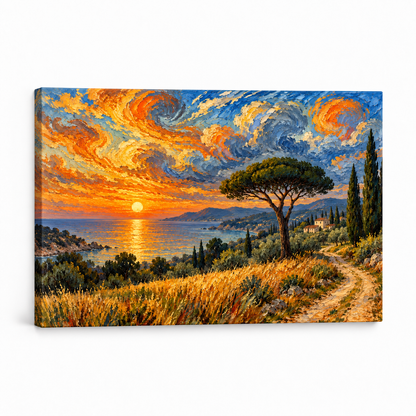 Coastal Sunset Spiral Sky — Stretched Canvas product view | AUSJOJO