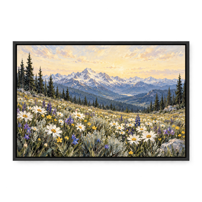 Alpine White Wildflower Meadow — Black Frame finish product view | AUSJOJO